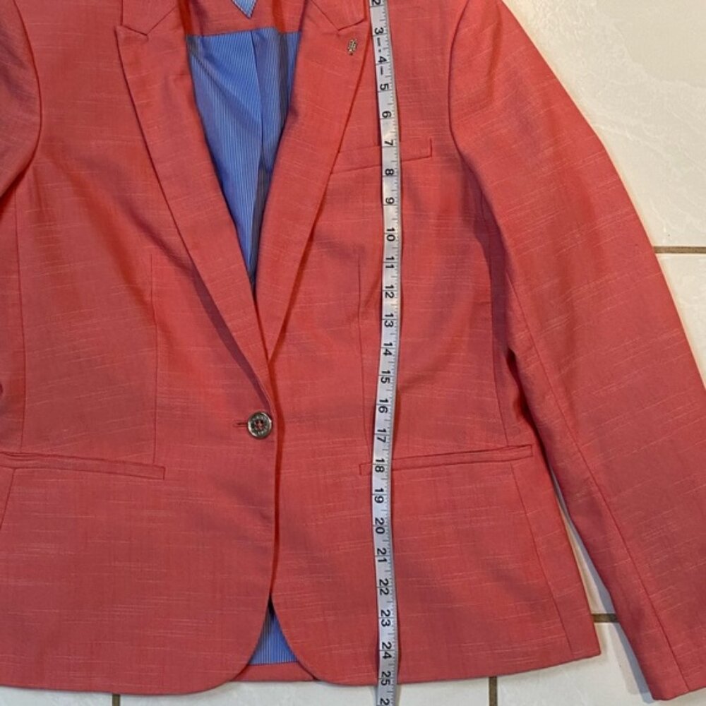 Tommy Hilfiger Suit Jacket Cotton Blend Blazer Coral Blush Sz 14